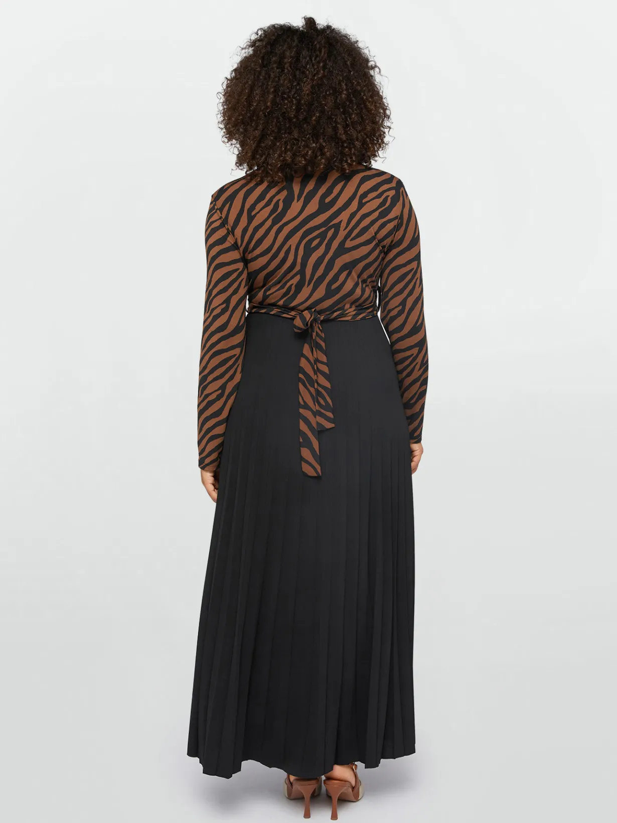 Fiorella Rubino Vestiti|Vestito Lungo Animalier Plissé