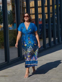 Fiorella Rubino Vestiti|Vestito Lungo In Raso Stampato